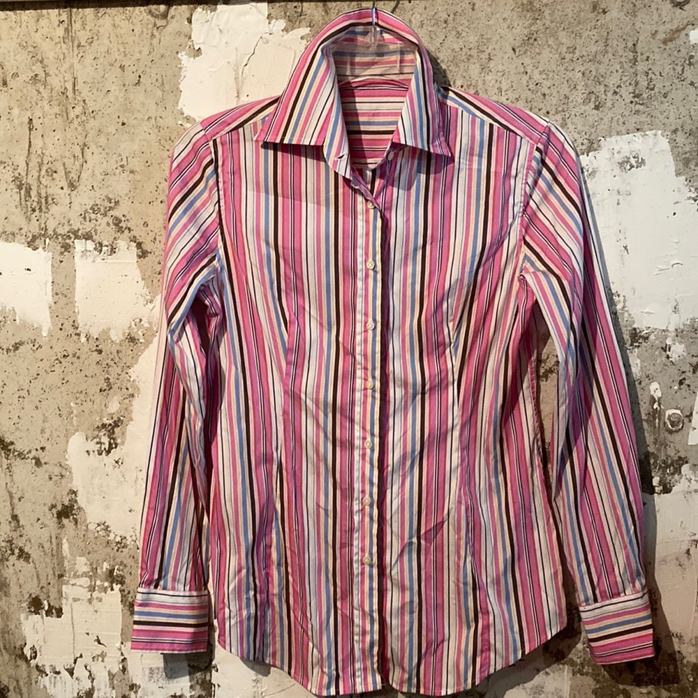 Made in Italy 🇮🇹High QualityCottonStretch Pink Striped ButtonDown Fitted Shirt